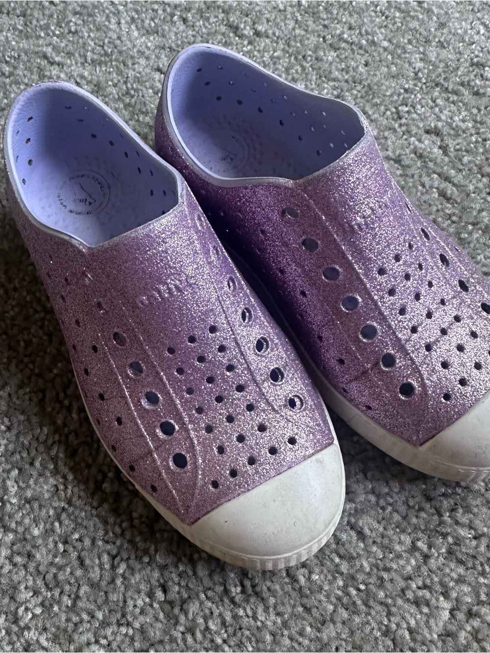 Size 13 purple sparkle native shoes